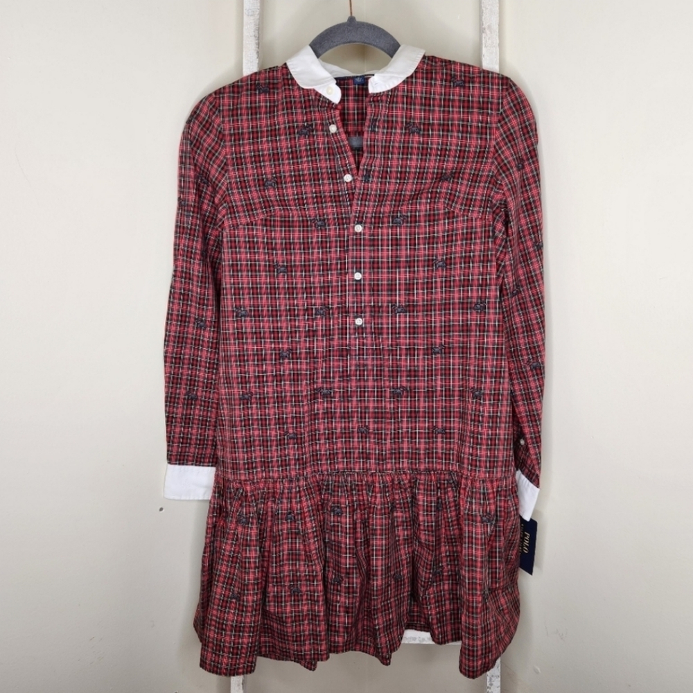 POLO Ralph Lauren NWT girls size 16 embroidered scottish terrier plaid dress